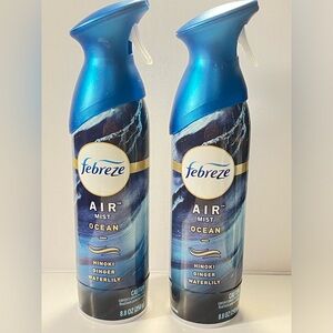 2 Febreze Air mist Refresher Ocean hinoki ginger water lily 8.8 oz